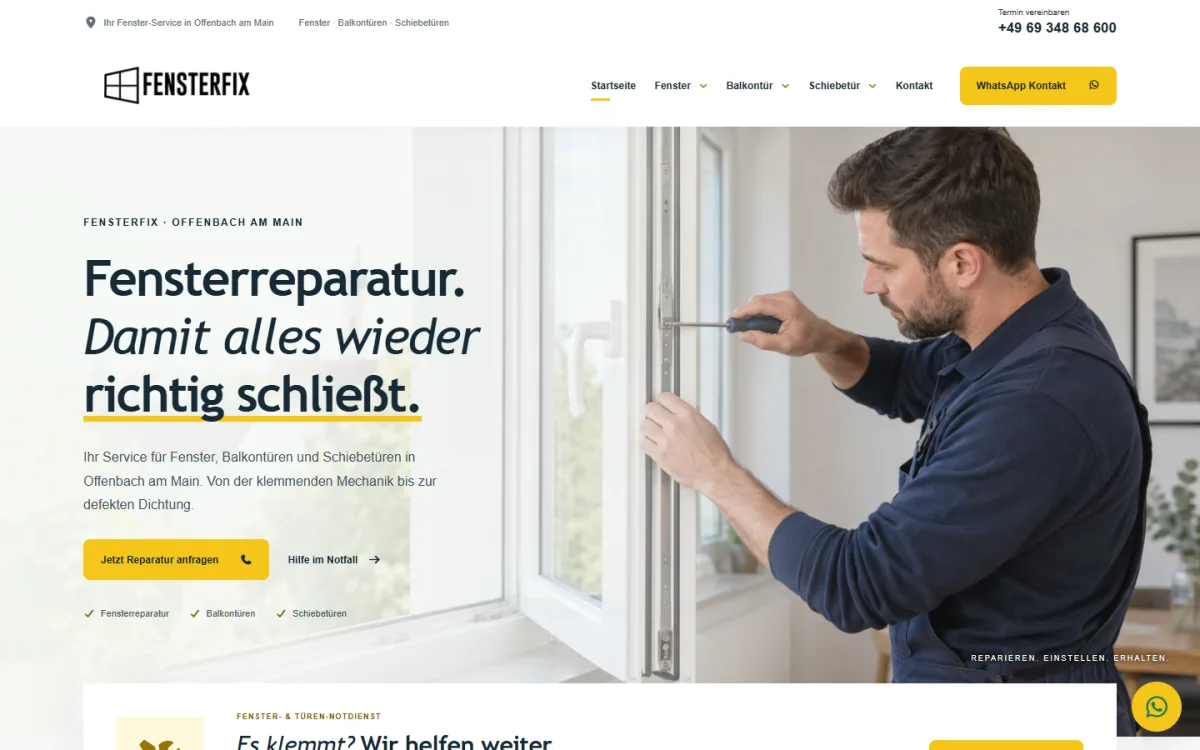 Website von FensterFix Offenbach auf dem Desktop