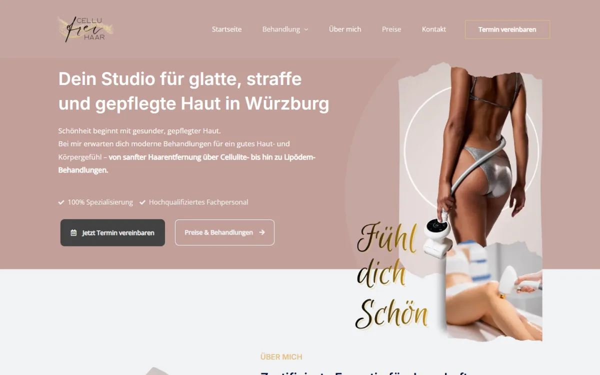 Website von Freihaar auf dem Desktop