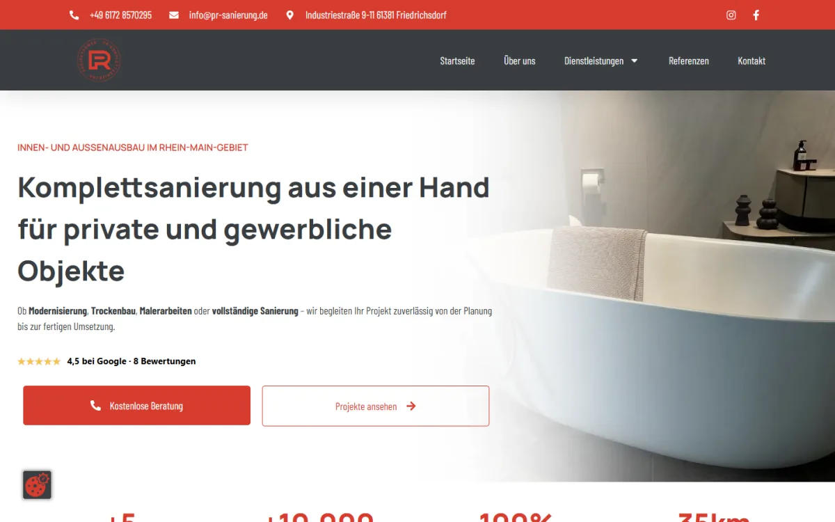 Website von PR-KomplettSanierung auf dem Desktop