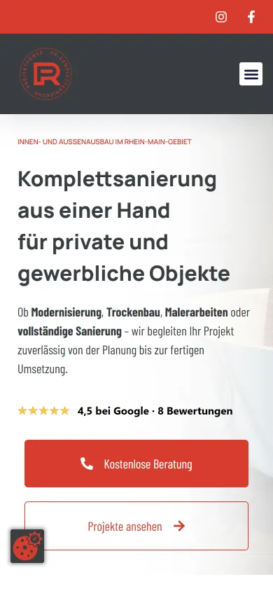 Website von PR-KomplettSanierung auf dem Smartphone