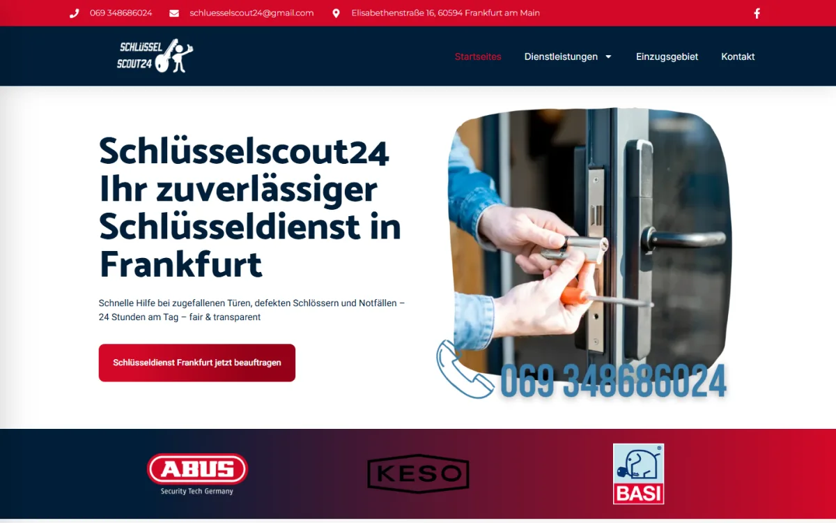 Website von Schlüsselscout24 auf dem Desktop